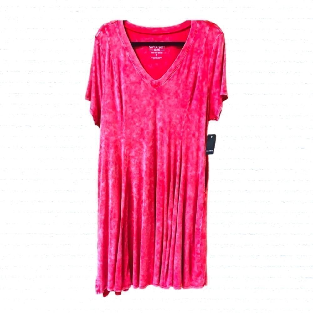 TORRID Plus Size Mini Super soft V-Neck Trapeze Dress. - Picture 2 of 15